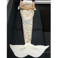 Hilado de moda de punto de colores Rhombus Design Warmth Mermaid Tail Blanket